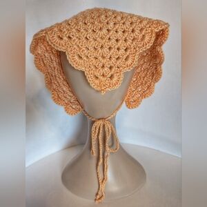 NWOT Handcrafted Crochet Bandana, Creamcicle